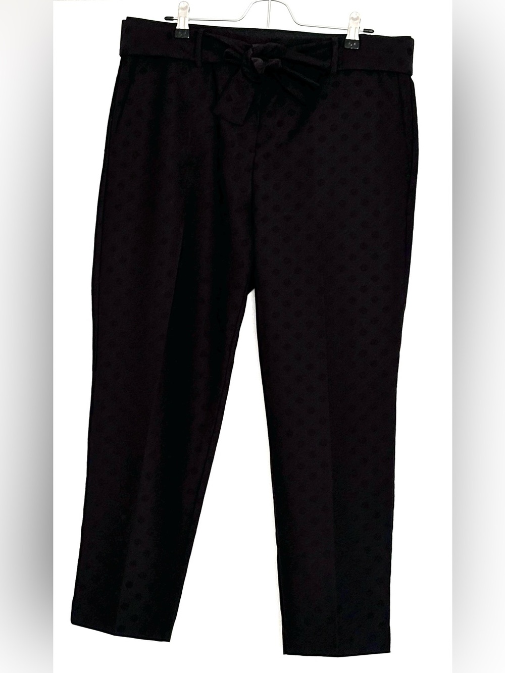 Ann Taylor Tone-on-Tone Polka Dot Tie-Waist Pants Black Size 10 Petite